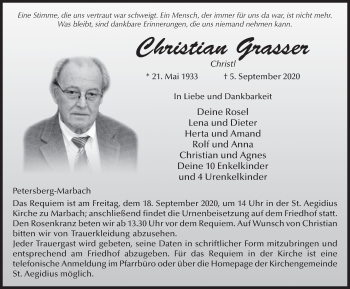 Traueranzeige von Christian Grasser von FZ