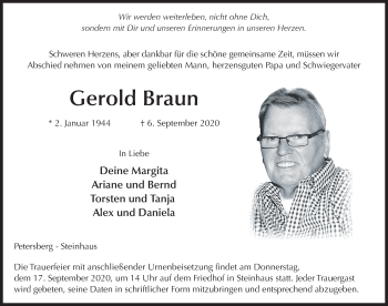 Traueranzeige von Gerold Braun von FZ