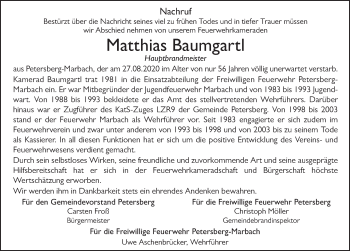 Traueranzeige von Matthias Baumgartl von FZ