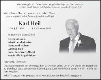 Traueranzeige von Karl Heil von FZ