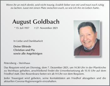 Traueranzeige von August Goldbach von FZ