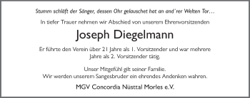 Traueranzeige von Joseph Diegelmann von FZ