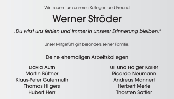 Traueranzeige von Werner Ströder von FZ