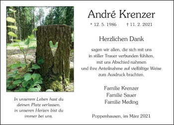 Traueranzeige von Andre Krenzer von FZ