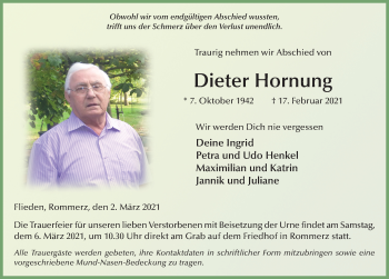 Traueranzeige von Dieter Hornung von FZ
