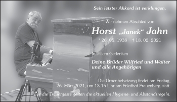 Traueranzeige von Horst Jahn von FZ