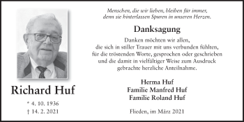 Traueranzeige von Richard Huf von FZ