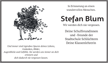 Traueranzeige von Stefan Blum von FZ