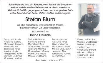 Traueranzeige von Stefan Blum von FZ