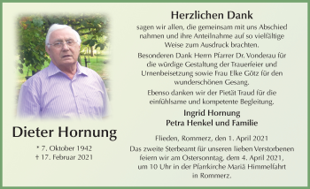 Traueranzeige von Dieter Hornung von FZ