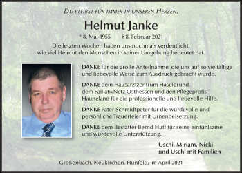 Traueranzeige von Helmut Janke von FZ