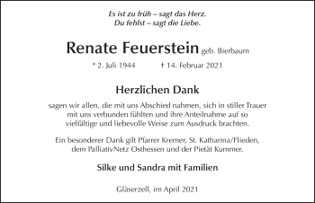 Traueranzeige von Renate Feuerstein von FZ