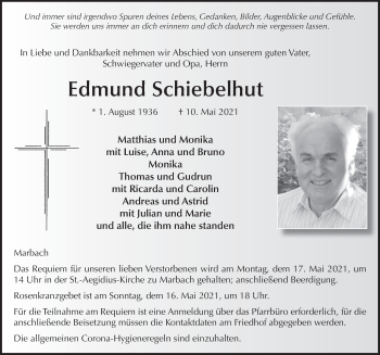 Traueranzeige von Edmund Schiebelhut von FZ