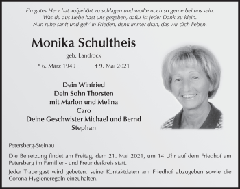 Traueranzeige von Monika Schultheis von FZ