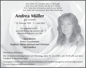 Traueranzeige von Andrea Müller von FZ