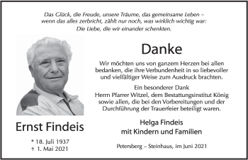 Traueranzeige von Ernst Findeis von FZ