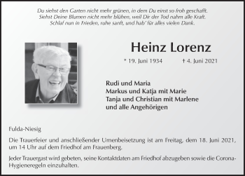 Traueranzeige von Heinz Lorenz von FZ
