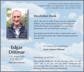 Traueranzeige von Edgar Dittmar von FZ