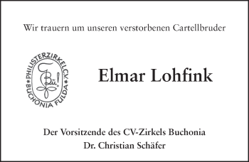 Traueranzeige von Elmar Lohfink von FZ