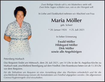 Traueranzeige von Maria Möller von FZ