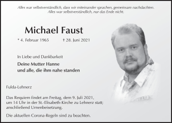 Traueranzeige von Michael Faust von FZ