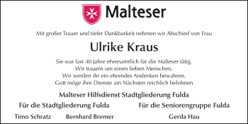 Traueranzeige von Ulrike Kraus von FZ