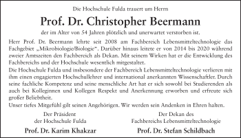 Traueranzeige von Christopher Beermann von FZ