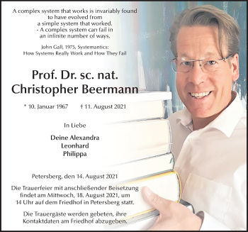 Traueranzeige von Christopher Beermann von FZ