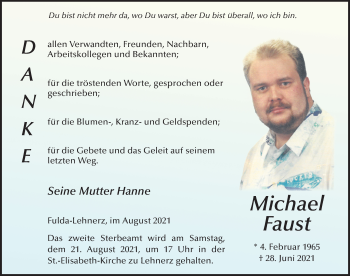 Traueranzeige von Michael Faust von FZ