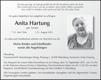 Traueranzeige von Anita Hartung von FZ