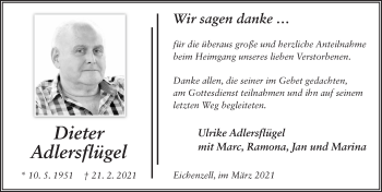 Traueranzeige von Dieter Adlersflügel von FZ