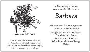 Traueranzeige von Barbara Mahr von FZ