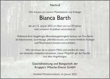 Traueranzeige von Bianca Barth von FZ