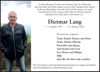 Traueranzeige von Dietmar Lang von FZ