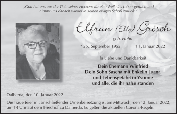 Traueranzeige von Elfrun Grösch von FZ