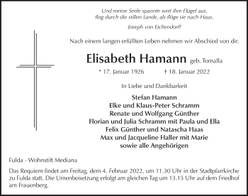 Traueranzeige von Elisabeth Hamann von FZ
