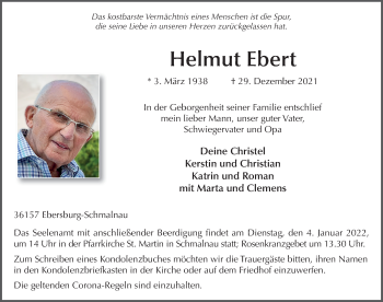 Traueranzeige von Helmut Ebert von FZ
