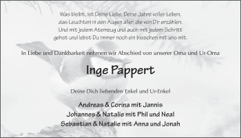 Traueranzeige von Inge Pappert von FZ