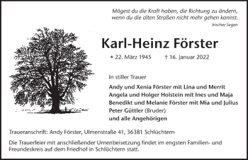 Traueranzeige von Karl-Heinz Förster von FZ