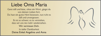 Traueranzeige von Maria Motzke von FZ