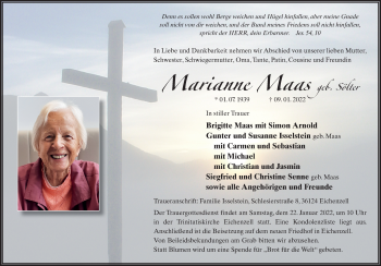 Traueranzeige von Marianne Maas von FZ