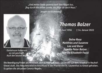 Traueranzeige von Thomas Balzer von FZ