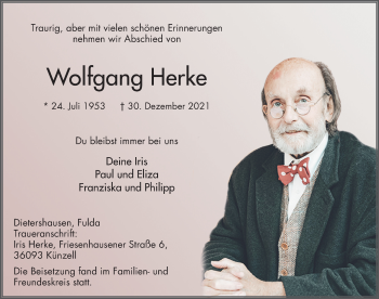 Traueranzeige von Wolfgang Herke von FZ
