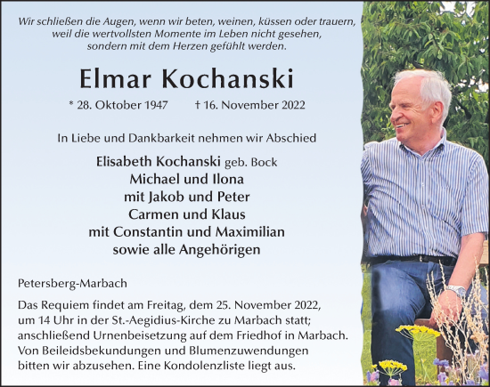 Traueranzeige von Elmar Kochanski von FZ