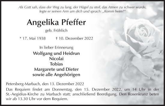 Traueranzeige von Angelika Pfeffer von FZ