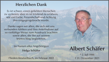 Traueranzeige von Albert Schäfer von FZ