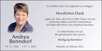 Traueranzeige von Andrea Benndorf von FZ