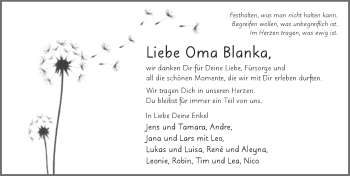 Traueranzeige von Blanka Raab von FZ