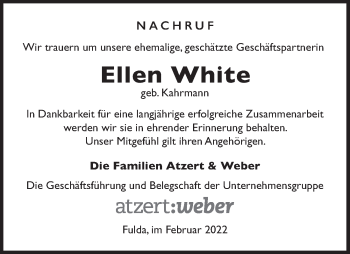 Traueranzeige von Ellen White von FZ