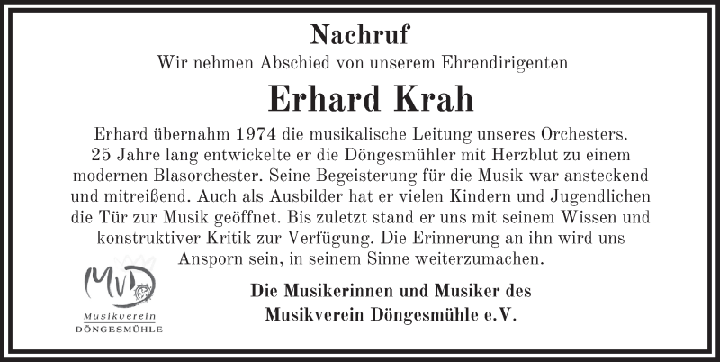  Traueranzeige für Erhard Krah vom 17.02.2022 aus FZ